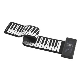 Portable 61-Key Roll Up Piano Electronic Keyboard Silicon Built-in Stereo Speaker 1000mA Li-ion Batt