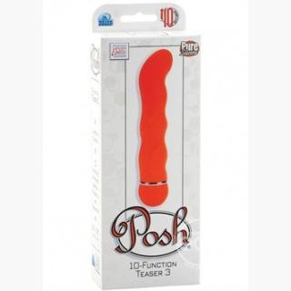 Posh 10 Function Teaser Silicone Massager Waterproof Orange 5.5 Inches