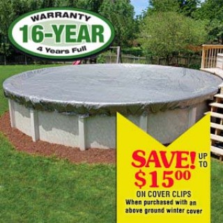 Pro-Strength Super Polar Plus Above-Ground Pool Covers - 15' Round Pool (19' Round Cover) / 25 Clips