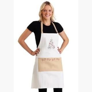 Puppy Christmas Tree Embroidered Apron