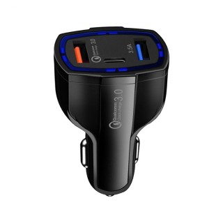 QC3.0 Dual USB Fast Car Charger Adapter with Type-C Port