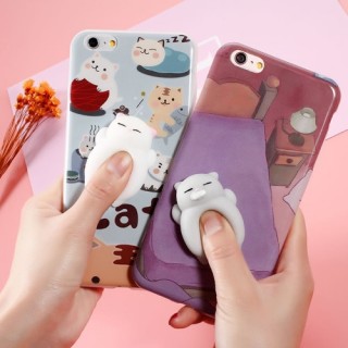 Rabbit with Black Background for iPhone6/6S Case Cute 3D Squishy Silicon TPU Shell Squeeze Stress Re