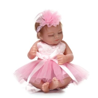 Reborn Baby Doll Baby Bath Toy Full Silicone Body Eyes Close Sleeping Baby doll With Clothes Hair 10