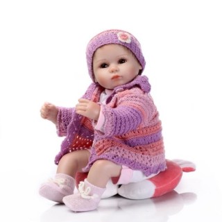 Reborn Baby Doll Girl Silicone Baby Doll Eyes Open With Clothes Hair 16inch 40cm Lifelike Cute Gifts