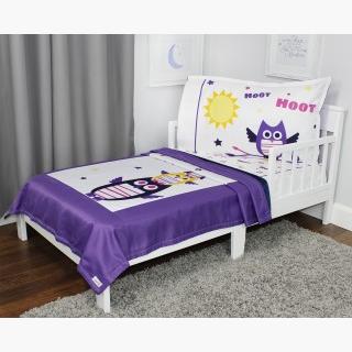 RoomCraft Hoot So Cute Toddler Bedding Set - 3pc Birds Owls Blanket Sheet and Pillowcase