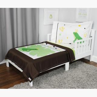 RoomCraft Sweet Prince Toddler Bedding Set - 3pc Frogs Nature Blanket and Fitted Sheet