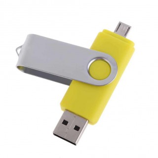 Rotate 2 In 1 8GB U-Disk Micro USB Flash Drive For PC Android Phones Yellow