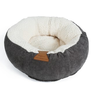 Round Cat Bed Winter Pet Donut Fleece Pet Cushion House - Grey