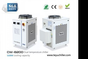 S&A chiller CW-6200 with single pump & dual temperature for fiber laser cooling