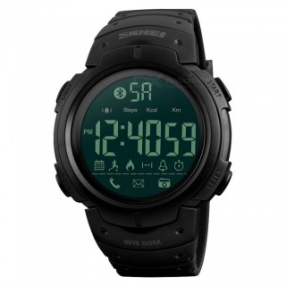 SKMEI 1301 Men's Bluetooth Digital Wristwatch Sport Smartwatch w/ Pedometer for IPHONE Android - Bla