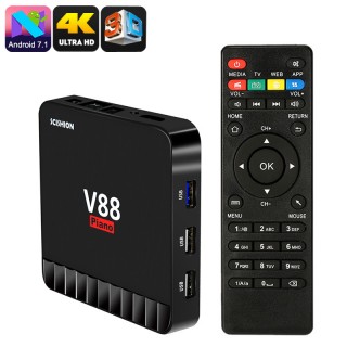 Scishion V88 Piano Android TV Box - Android 7.1, Quad-Core, 4GB RAM, 4K Support, 3D Media Support, W