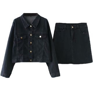 Set: Denim Jacket + A-Line Denim Skirt