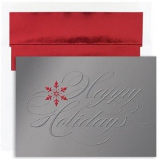 Shimmering Happy Holidays Boxed Christmas Cards and Envelopes - Quantity of 32