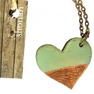 Shonah Copper Heart Pendant in Mint