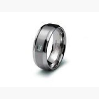 Stainless Steel Mens CZ Solitaire Band