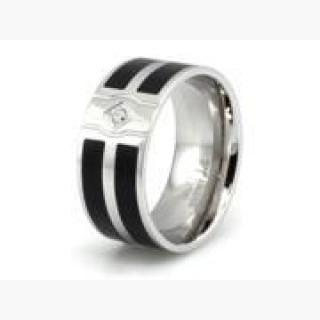 Stainless Steel Ring w/ Dual Resin Inlay & CZ