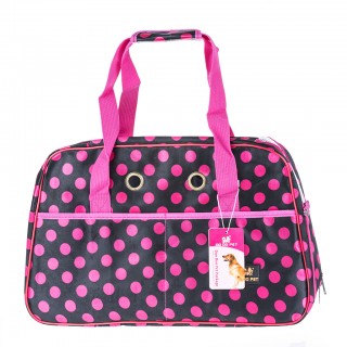 Stylish Dot Nylon Pet Carrier Tote for Cat Dog Large Size - Deep Pink