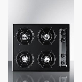 Summit TNL03P 24 Inch Wide Gas Cooktop With Battery Ignition In Black
