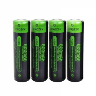 TENOZEK 4 Pieces 3.7V 800mAh 14500 Li-ion Rechargeable Batteries