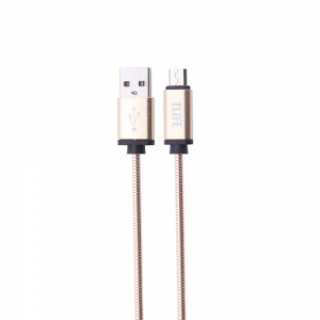 TLIFE 1M Micro USB Charger Data Sync Cable Stainless Steel for Android Devices Golden