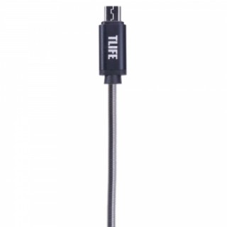 TLIFE 1M Stainless Steel Micro USB Charger Data Sync Cable for Android Devices Black