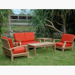 Teak Brianna Deep Seating Set with Loveseat and Arm Chairs