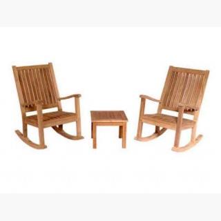 Teak Del-Amo Rocking Arm Chair Set with Square Side Table