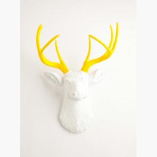 The Baron   White Deer Head w/ Yellow Antlers