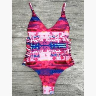 Tie-Dyed Strappy One-Piece Swimwear