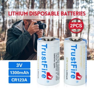 Trustfire 2PCS 3V 1300mAh CR123A Lithium Disposable Batteries Fit for Flashlight Baby Toy Camera