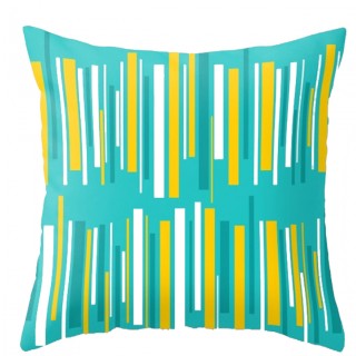 Turquoise Striped Outdoor Pillow