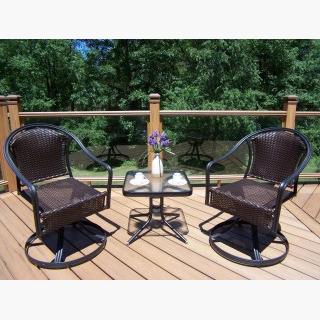 Tuscany Resin Wicker Swivel Chairs and Chat Table Set