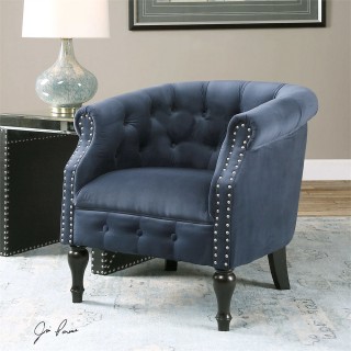 Uttermost Aviana Velvet Arm Chair in Blue