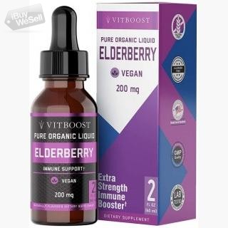 VITBOOST Extra Strength Vegan 200mg Organic Elderberry Syrup