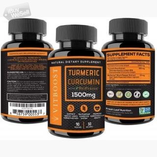 VITBOOST Turmeric Curcumin with BioPerine 1500 mg.