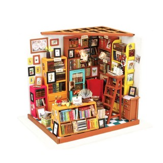 Vivid 3D Mini DIY Book Shop Dollhouse Assemble Doll House with Light