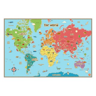 Wallpops Kids World Dry Erase Map