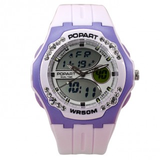 Water Proof Girls Sports Watch Dual Display Watch Digital Quartz Watch for Girls POPART 669AD