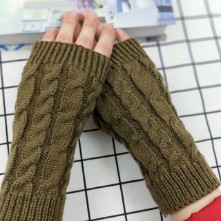 Winter Fashion Unisex Arm Warmer Fingerless Knitted Long Gloves Cute Mittens