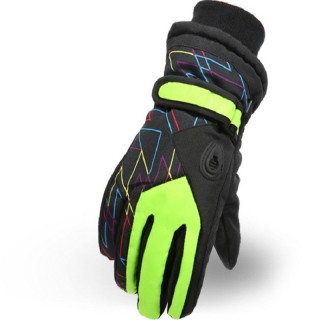 Winter Warm Ski Gloves Outdoor Sports Comfortable Windproof Ski Gloves for Kids - Green