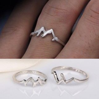 Women Fashion Creative Nature Snow Mountain Geometry Ring Hiking Snowboard Lover Jewelry Accessories