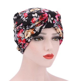 Women Flower Print Cotton Beanies Hats Casual Outdoor Windproof Bonnet Warm Cap