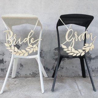 Wooden Chair Banner Sign Set for Rustic Wedding Engagement Decorations Party Supplies Style 1 I Do &