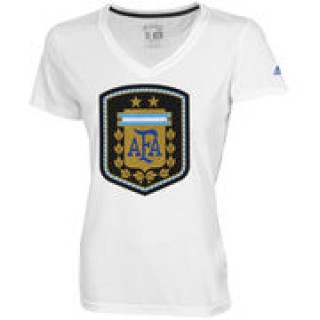 adidas Argentina Women's White Futbol Crest V-Neck T-Shirt