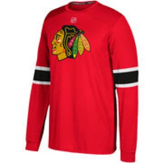 adidas Chicago Blackhawks Red Silver Jersey Long Sleeve T-Shirt