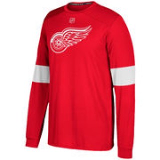 adidas Detroit Red Wings Red Silver Jersey Long Sleeve T-Shirt