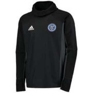 adidas New York City FC Black climawarm Long Sleeve Hooded Warm-Up T-Shirt