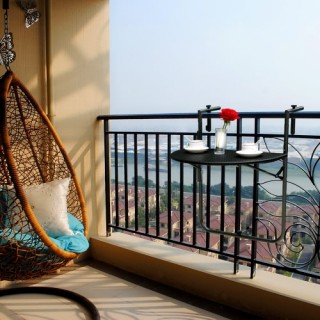 iKayaa Adjustable Folding Balcony Deck Table Hanging Patio Railing Coffee Table